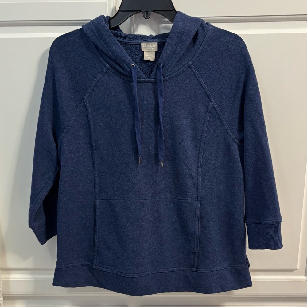 Chico's Zenergy Blue Hooded Pullover Sweatshirt Size Small Chico’s 0